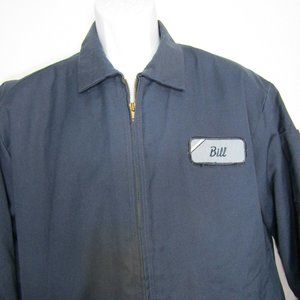 Vintage Men's Workwear Blue Jacket Large Made In USA Workwear Corp Name Tag Bill